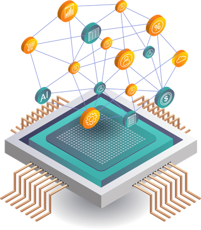 Artificial Intelligence Data Chip Technology  Illustration