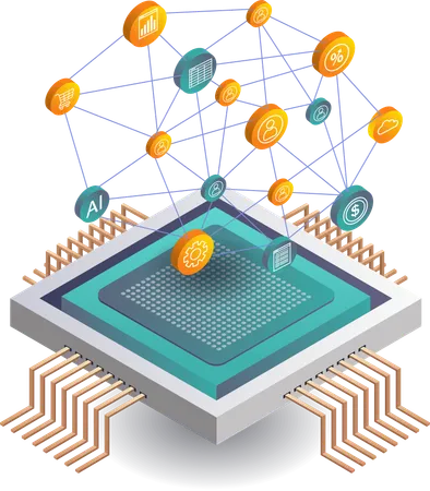 Artificial Intelligence Data Chip Technology  Illustration