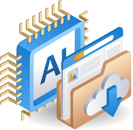 Artificial intelligence data download  Illustration