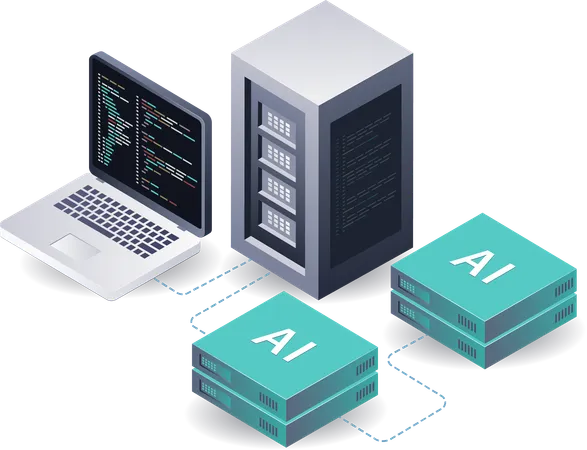 Artificial Intelligence Data for Server System Intelligence  Illustration