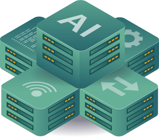 Artificial intelligence data server array  Illustration