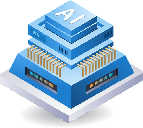 Artificial intelligence data server  Illustration