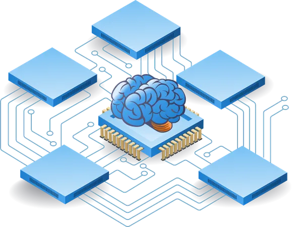 Artificial intelligence data server  Illustration