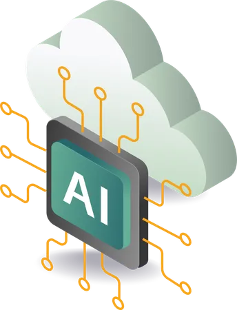 Artificial intelligence data with cloud server  Illustration