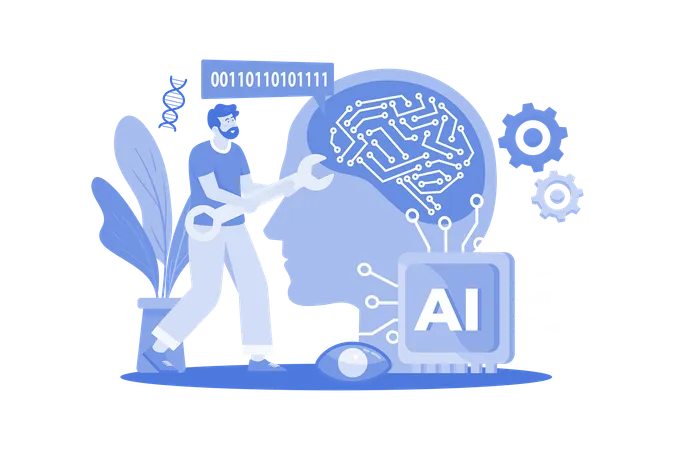 Artificial Intelligence Engineer Illustration Concept On A White Background Illustration