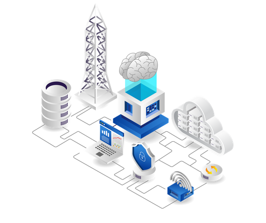Artificial intelligence for cloud server security  Illustration