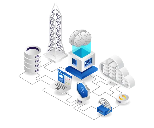 Artificial intelligence for cloud server security  Illustration