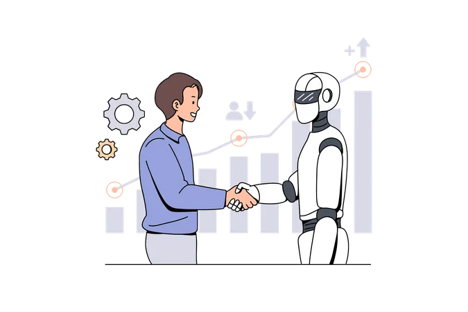 Artificial Intelligence Handshake  일러스트레이션