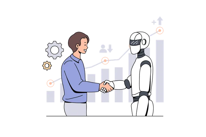 Artificial Intelligence Handshake  Illustration