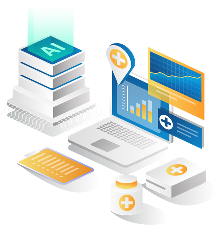 Artificial intelligence health data analysis  Illustration