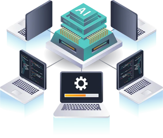 Artificial Intelligence in Computer Networks and Server Technology  Illustration