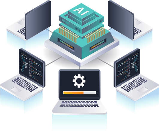 Artificial Intelligence in Computer Networks and Server Technology  Illustration