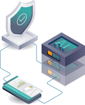 Artificial Intelligence in Data Server Security Analysis  Illustration