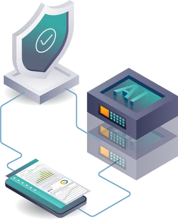 Artificial Intelligence in Data Server Security Analysis  Illustration