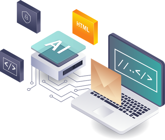 Artificial Intelligence in Pixel Programming Language Data  Illustration