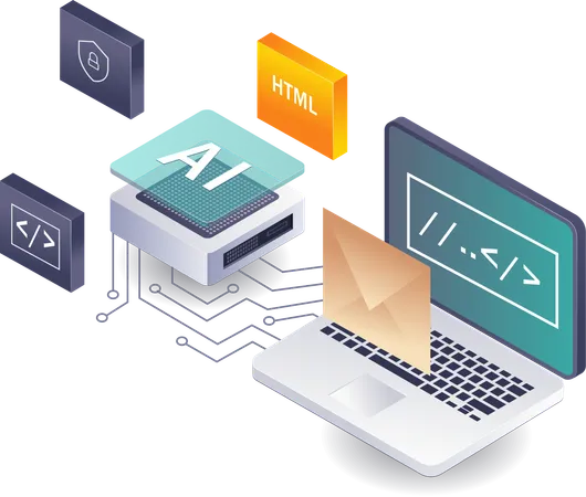 Artificial Intelligence in Pixel Programming Language Data  Illustration