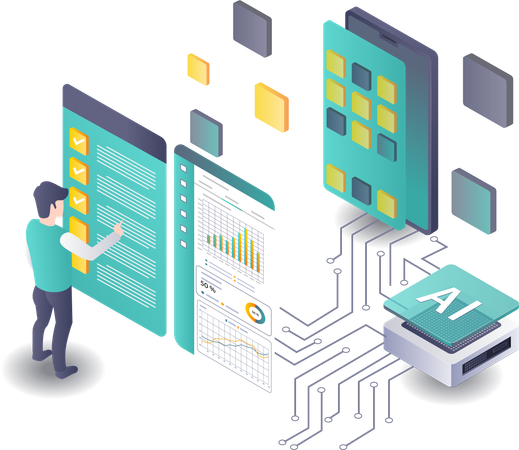 Artificial Intelligence in Smartphone App Testing Data Analysis  Illustration