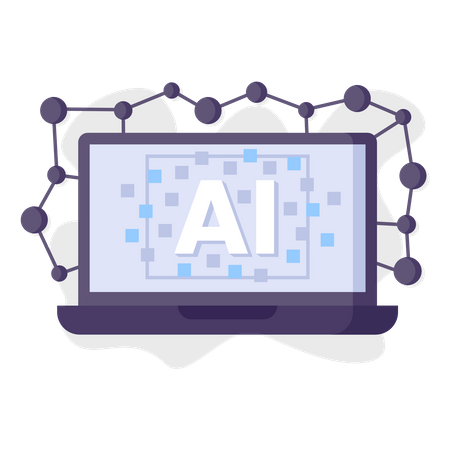 Artificial Intelligence Laptop  Illustration