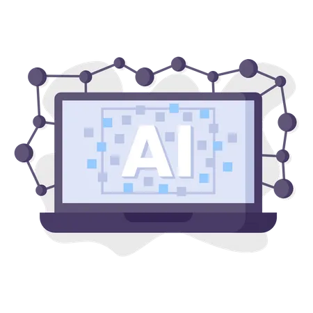 Artificial Intelligence Laptop Illustration