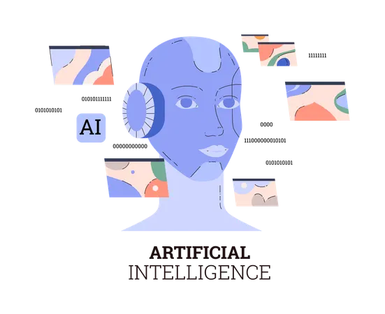 人工知能の技術学習  イラスト
