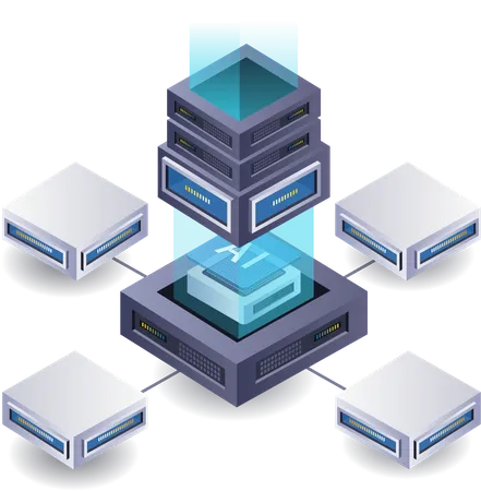 Artificial intelligence network server  Illustration