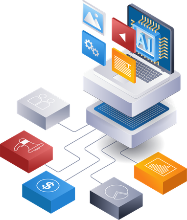 Artificial intelligence network startup launching  Illustration