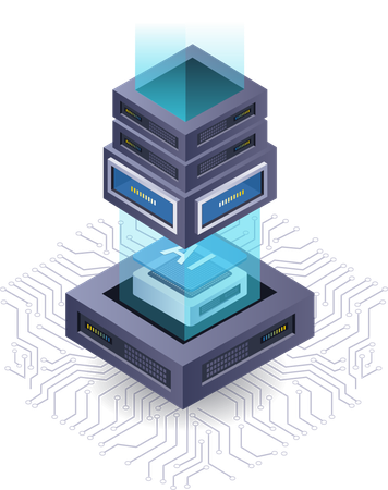Artificial intelligence production server  Illustration