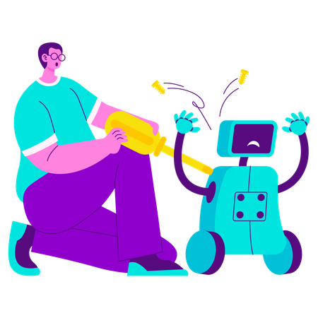 Artificial Intelligence Robot Maintenance  Illustration