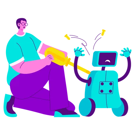 Artificial Intelligence Robot Maintenance  Illustration
