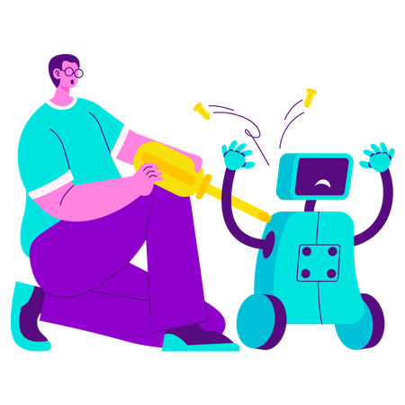 Artificial Intelligence Robot Maintenance  Illustration