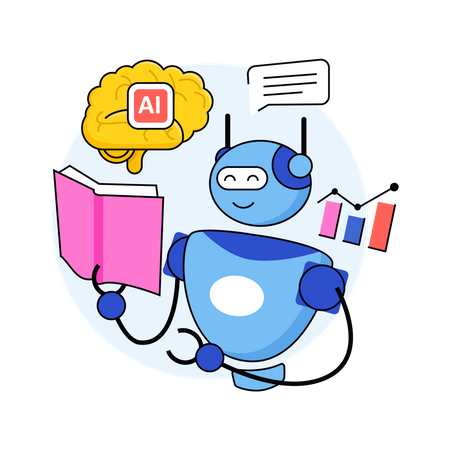 Artificial intelligence robot teaching people  Illustration