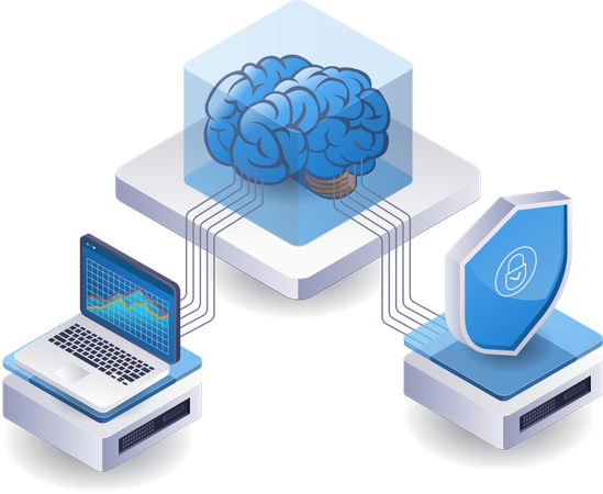 Artificial intelligence security analysis technology server  Illustration