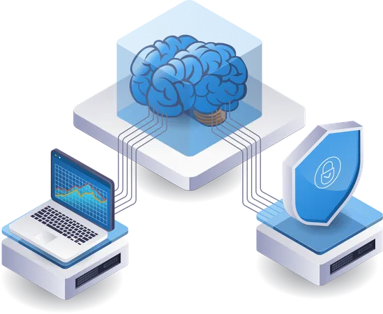 Artificial intelligence security analysis technology server  Illustration