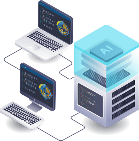 Artificial intelligence server computer technology  Illustration