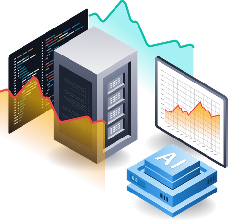 Artificial intelligence server data analysis  Illustration