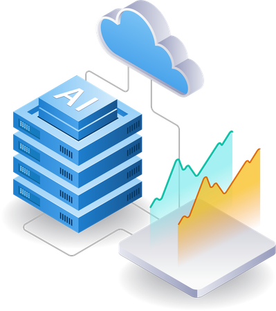 Artificial intelligence server data analysis  Illustration