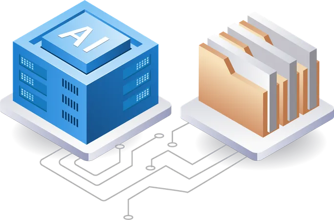 Artificial intelligence server data management  Illustration