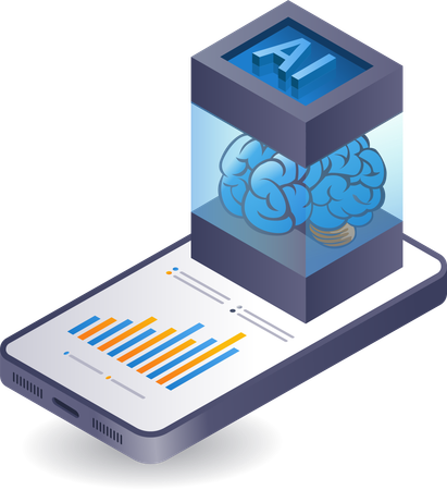 Artificial intelligence smartphone data analyst  Illustration