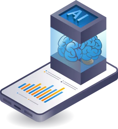 Artificial intelligence smartphone data analyst  Illustration