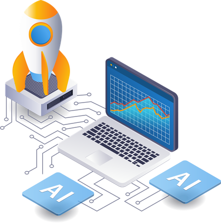 Artificial intelligence startup analysis data  Illustration