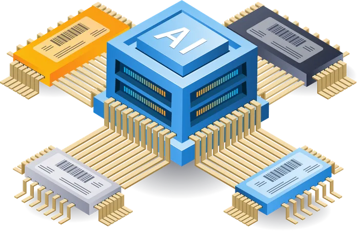 Artificial intelligence technology chip  イラスト