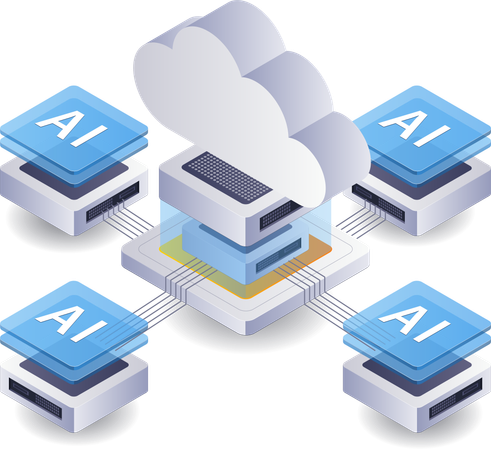 Artificial intelligence technology cloud server  Illustration