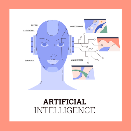 Artificial intelligence technology of creating intelligent machines  Illustration