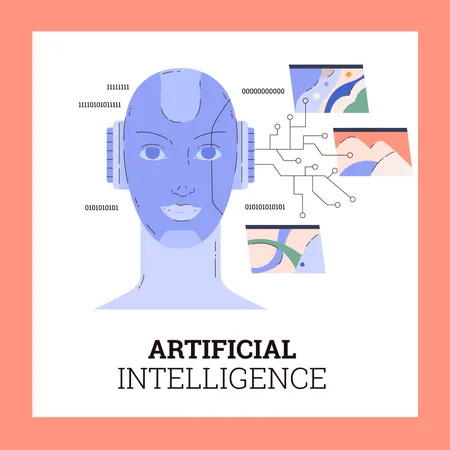 Artificial intelligence technology of creating intelligent machines  Illustration