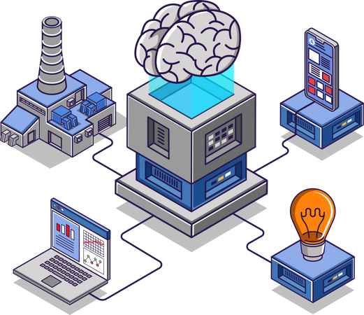 Artificial intelligence to help enterprise business  Illustration
