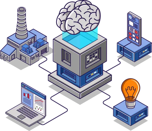 Artificial intelligence to help enterprise business Illustration