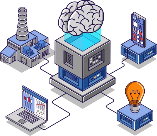 Artificial intelligence to help enterprise business  Illustration