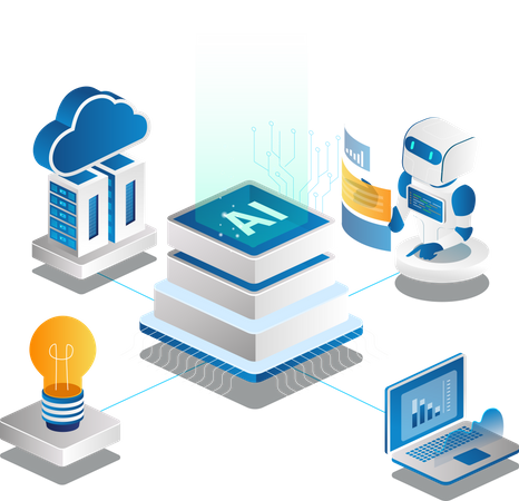 Artificial intelligence with robots  Illustration