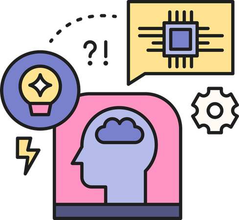 Artificial intelligence works on circuit  Illustration