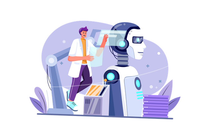 Artificial Intelligent robot configuration  Illustration